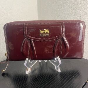 Coach Madison Patent Leather Accordion Wallet Plum